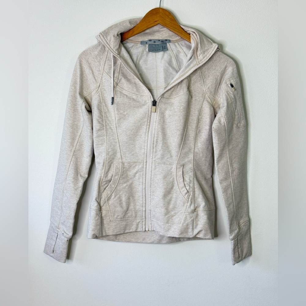 Athleta Women’s Full Zip Hoodie Jacket XS Beige Athleisure